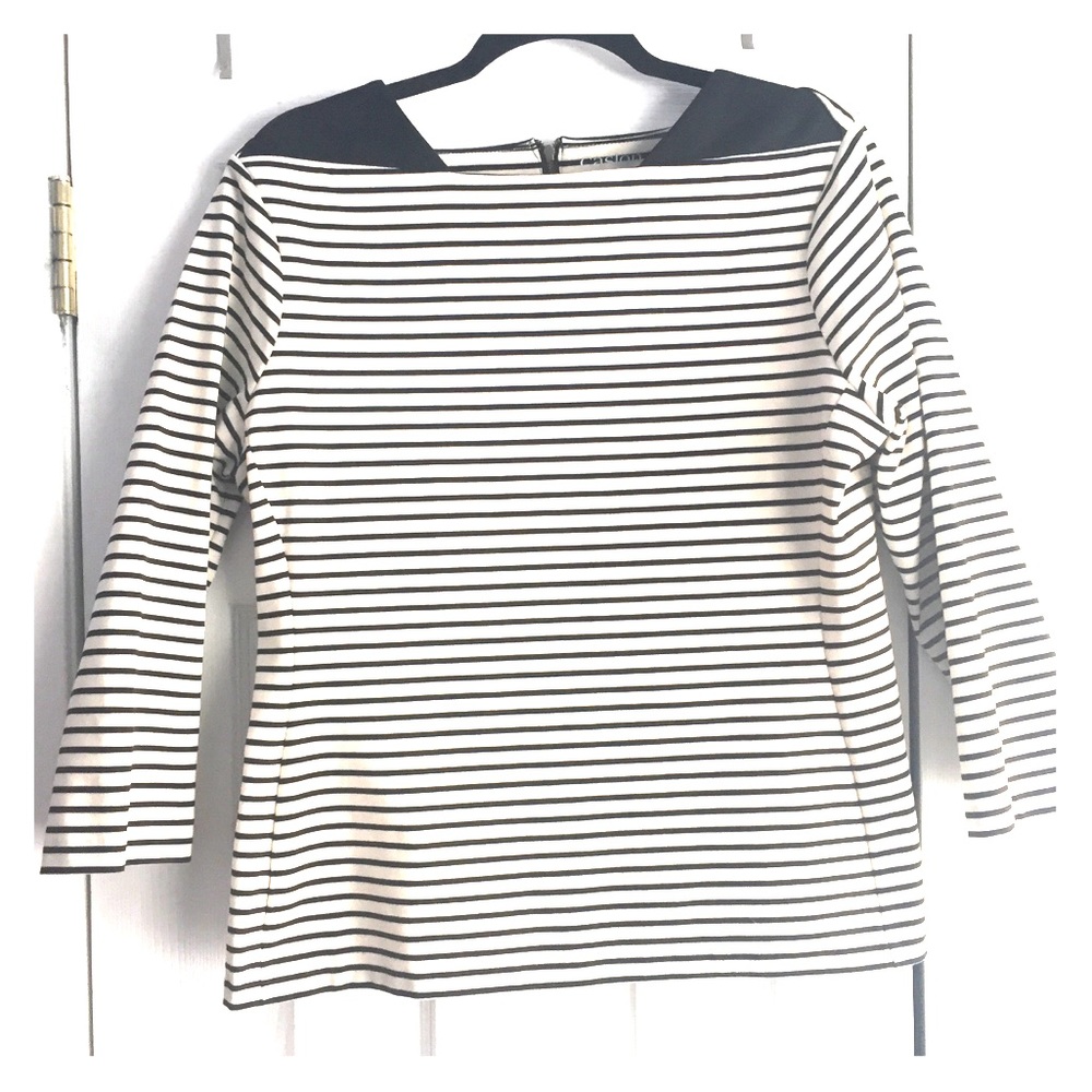 NWOT Caslon Black & white stripe shirt w.zipper-XL